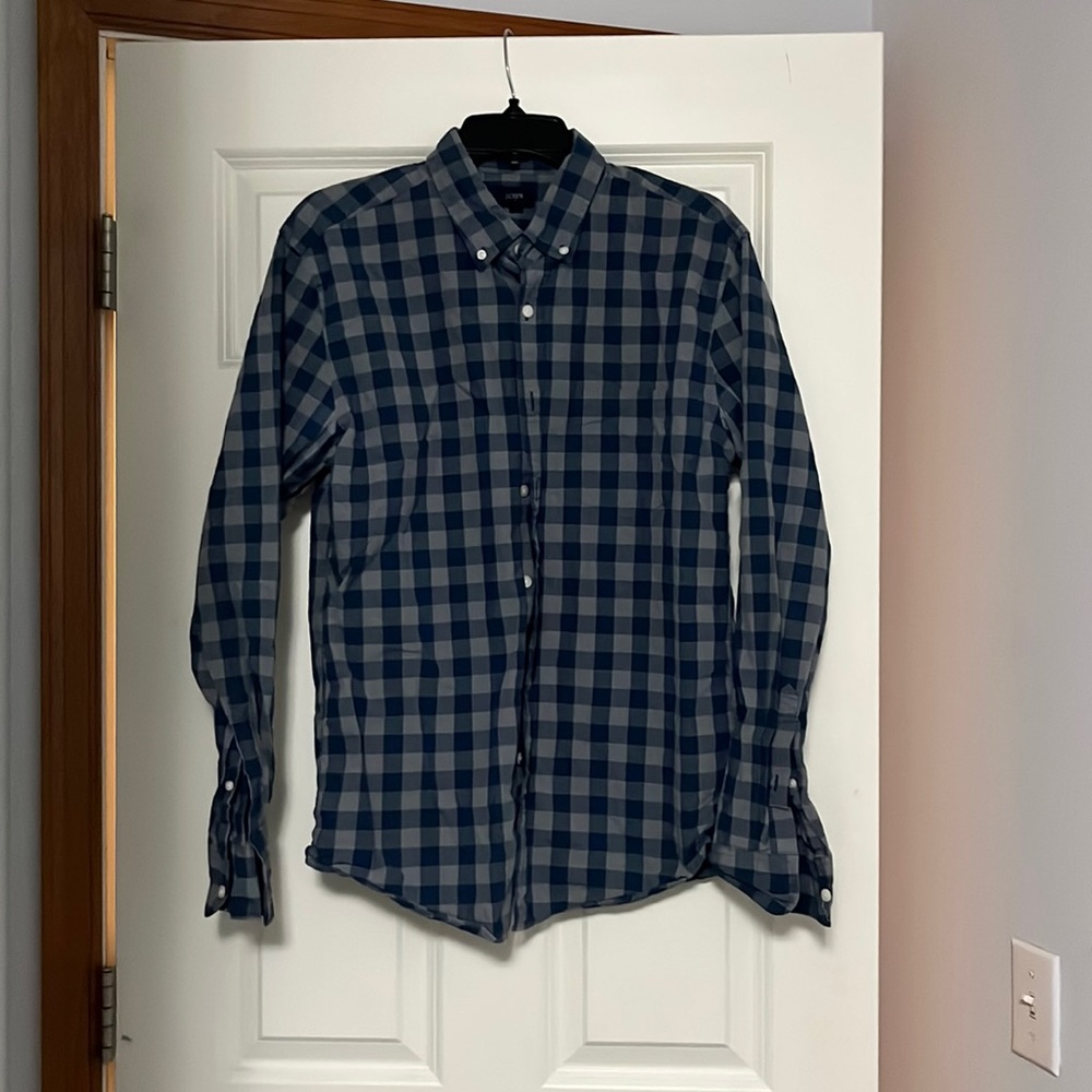 Blue check men’s jcrew button down